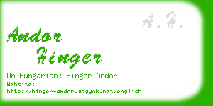 andor hinger business card